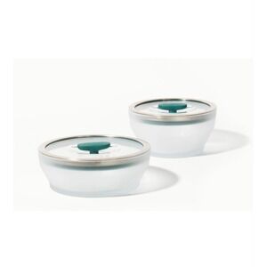 OXO Good Grips Glass Bowl Set 2-Piece Food Storage Containers Green Lids